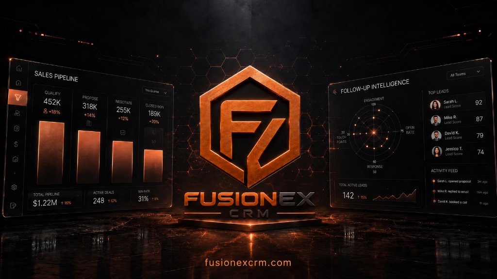 Fusionex CRM platform overview — dashboard, pipeline, and lead intelligence